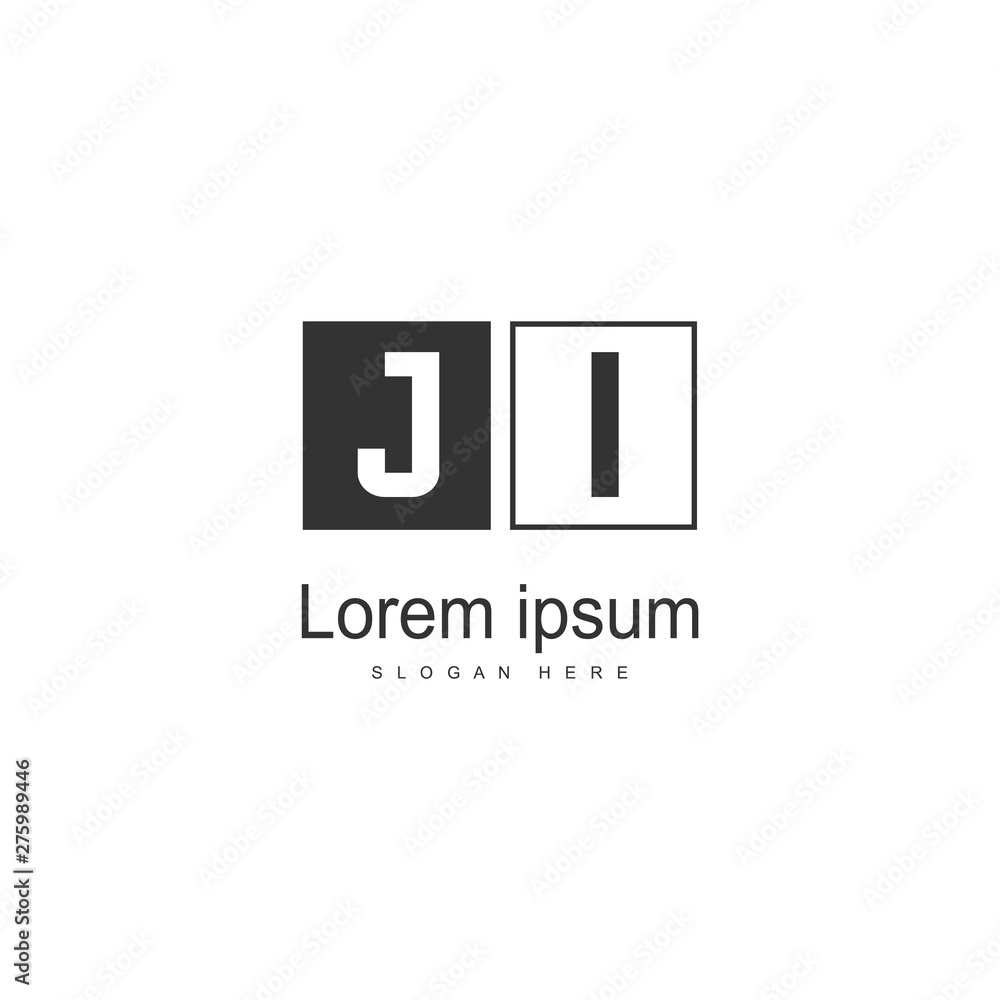 Fototapeta premium Initial JI logo template with modern frame. Minimalist JI letter logo vector illustration