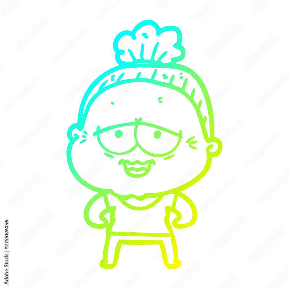 cold gradient line drawing cartoon happy old lady cold gradient line drawing cartoon happy old lady