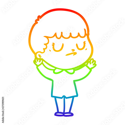 rainbow gradient line drawing cartoon grumpy boy