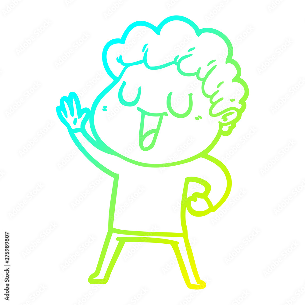 cold gradient line drawing waving cartoon man cold gradient line drawing waving cartoon man