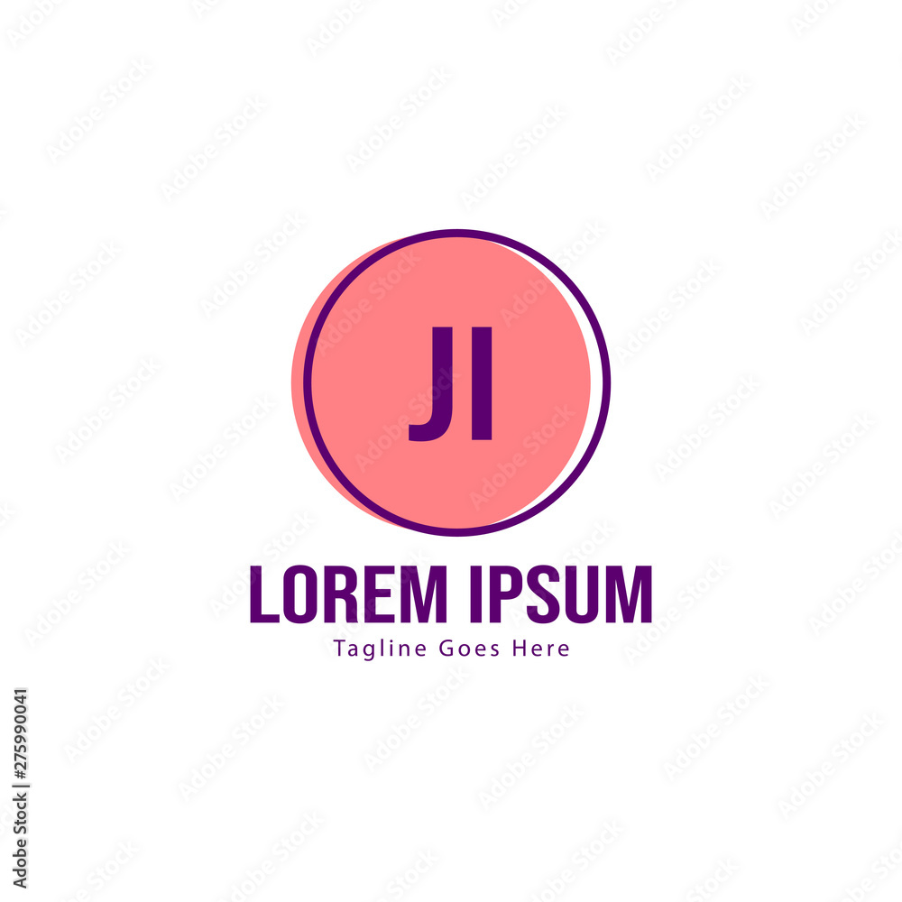 Initial JI logo template with modern frame. Minimalist JI letter logo vector illustration Initial JI logo template with modern frame. Minimalist JI letter logo vector illustration