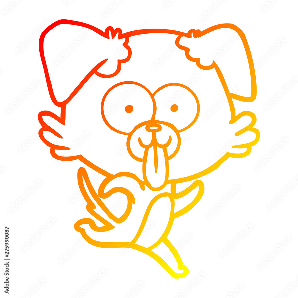 warm gradient line drawing cartoon dog with tongue sticking out warm gradient line drawing cartoon dog with tongue sticking out