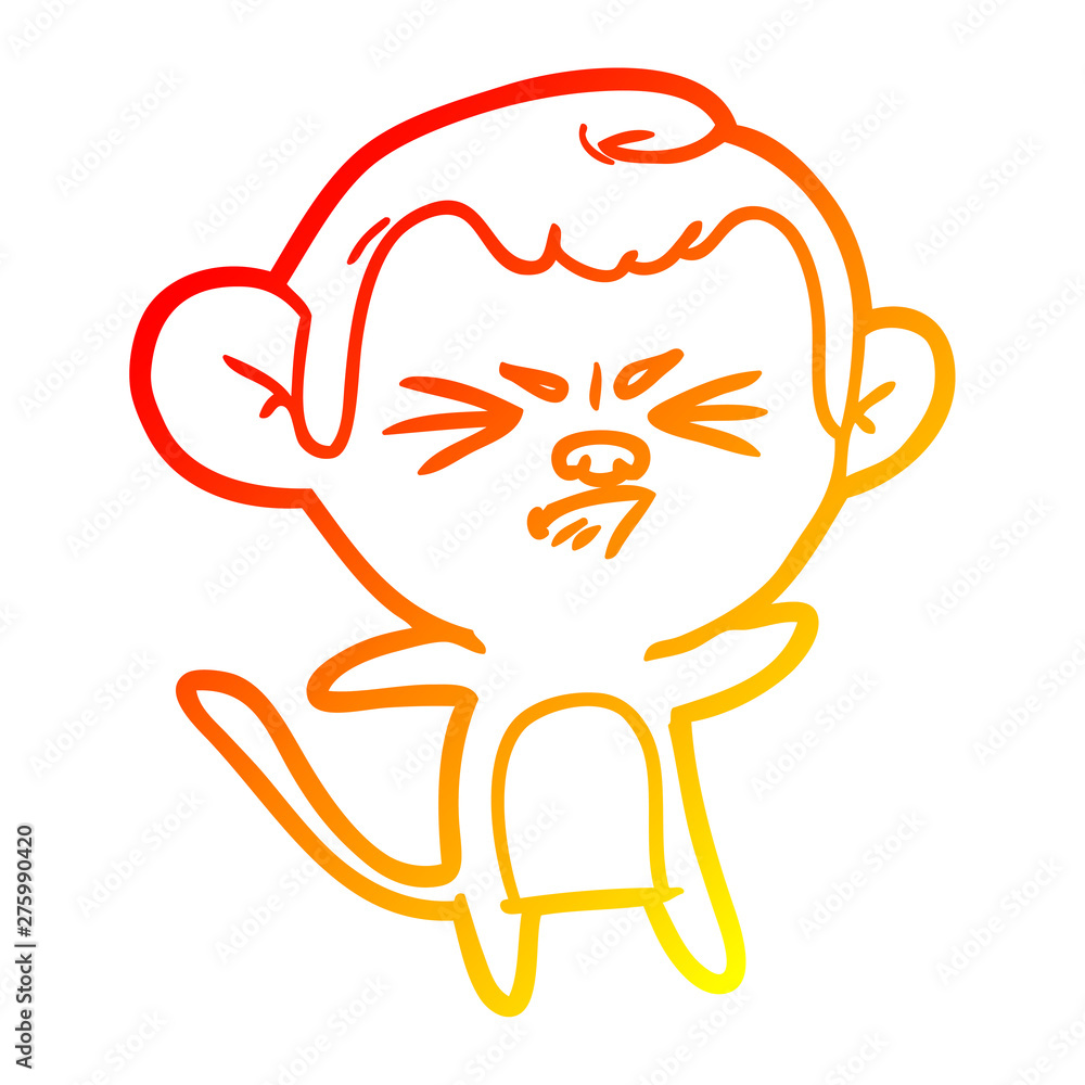 warm gradient line drawing cartoon annoyed monkey warm gradient line drawing cartoon annoyed monkey