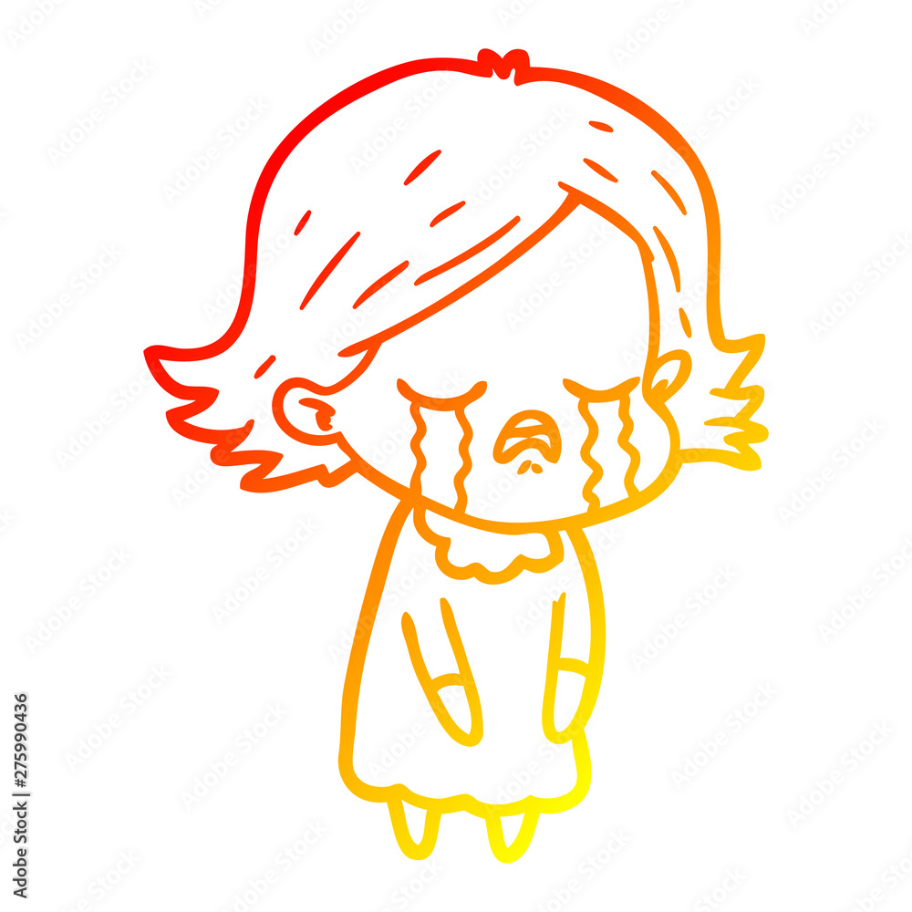 warm gradient line drawing cartoon girl crying warm gradient line drawing cartoon girl crying
