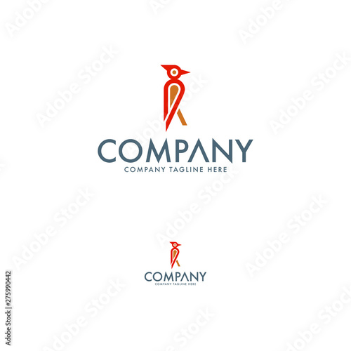 Creative woodpecker logo design template