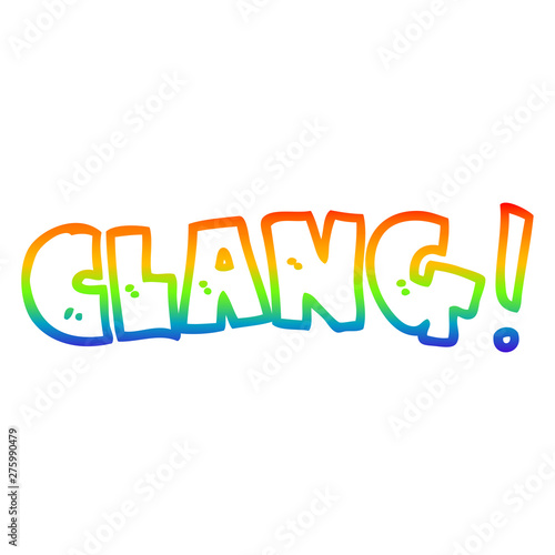 rainbow gradient line drawing cartoon word clang