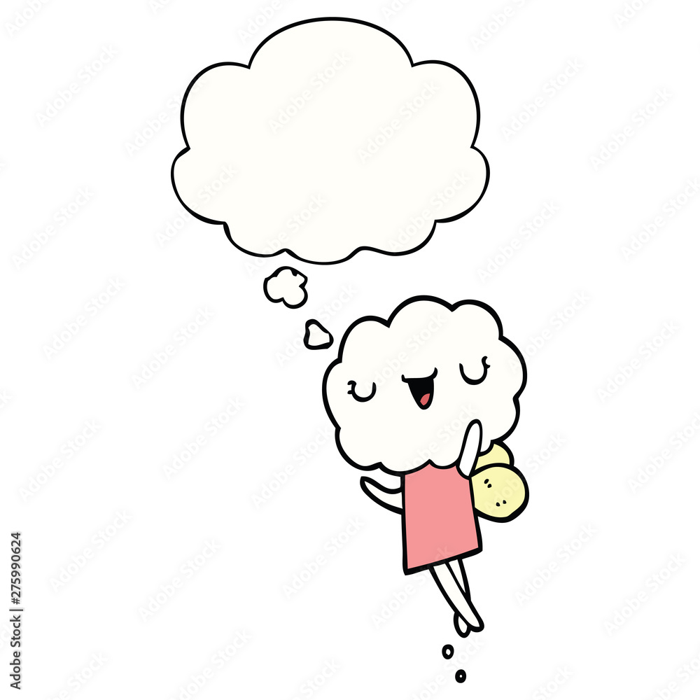 cute cartoon cloud head creature and thought bubble cute cartoon cloud head creature and thought bubble
