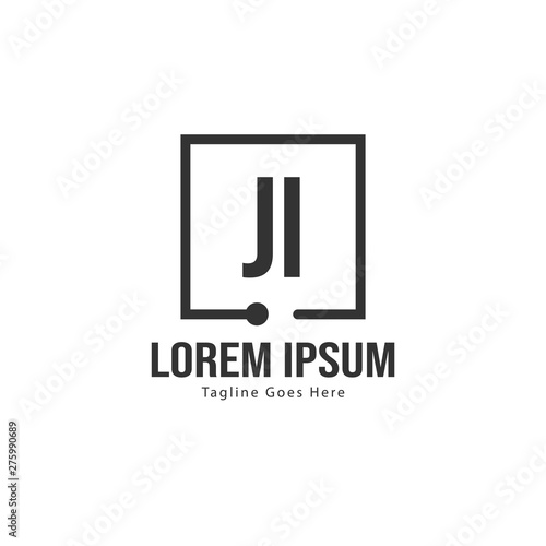 Initial JI logo template with modern frame. Minimalist JI letter logo vector illustration