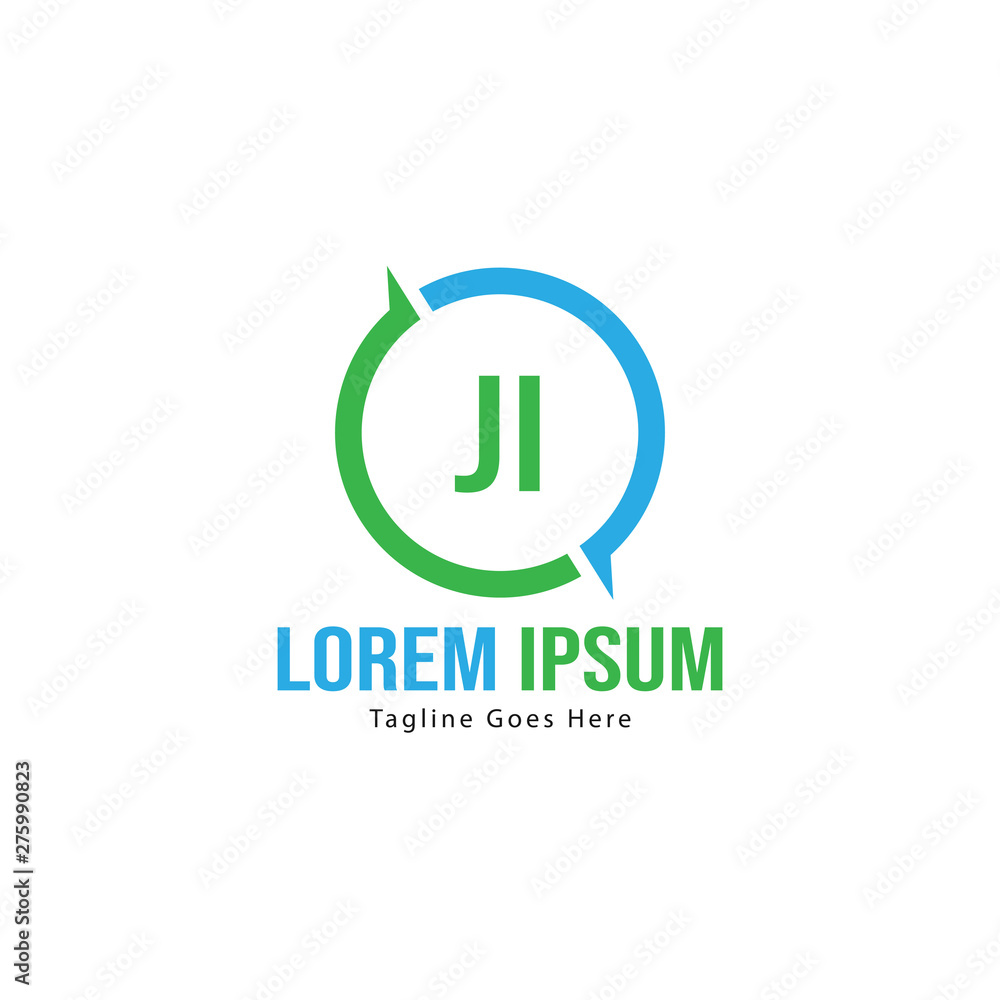 Initial JI logo template with modern frame. Minimalist JI letter logo vector illustration Initial JI logo template with modern frame. Minimalist JI letter logo vector illustration