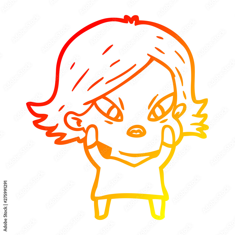 Fototapeta premium warm gradient line drawing cartoon stressed woman