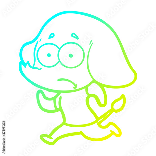 cold gradient line drawing cartoon unsure elephant running away