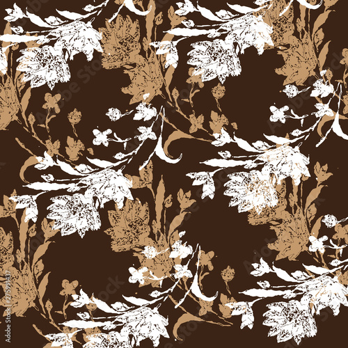 Floral bouquet vector pattern with small flowers and leaves