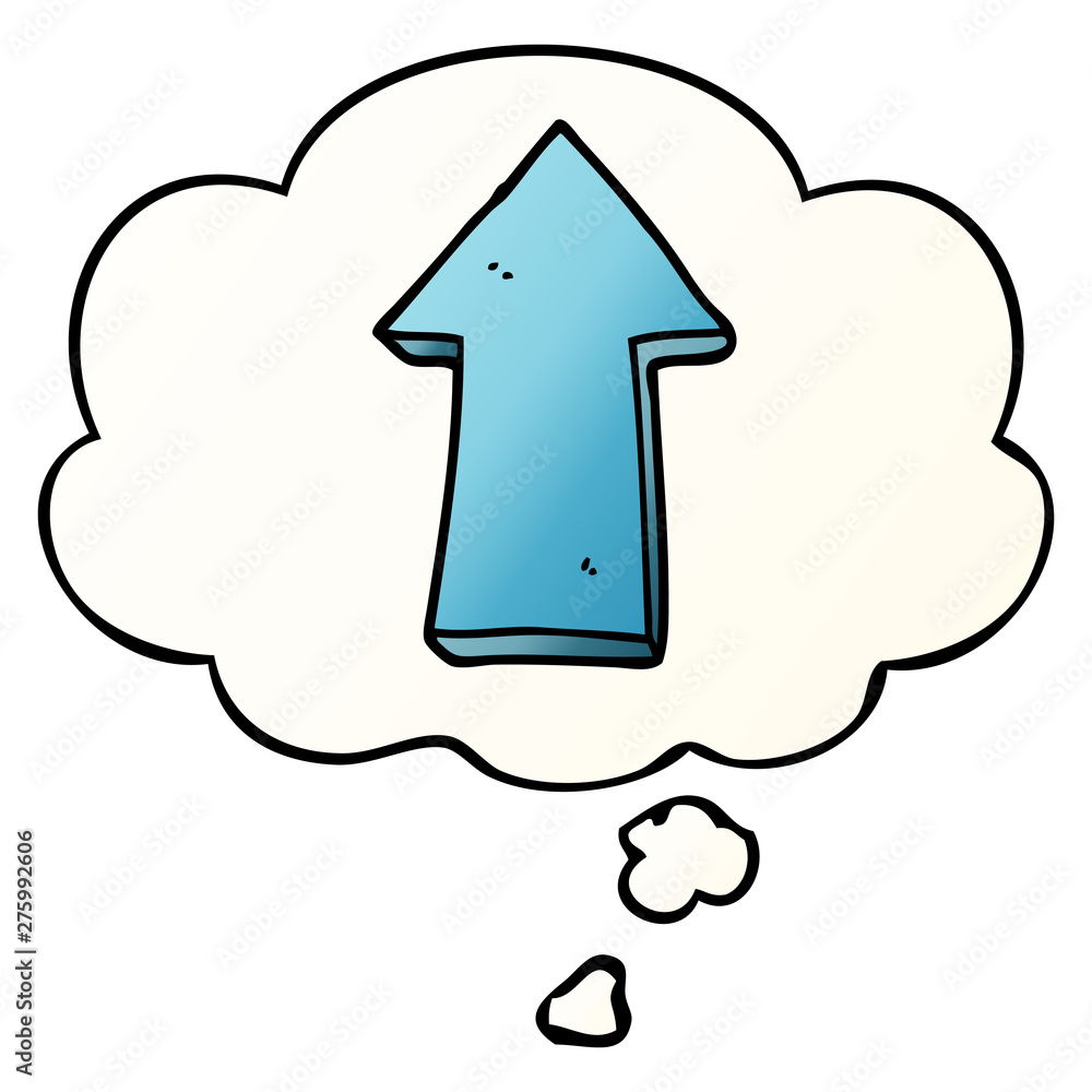 cartoon arrow and thought bubble in smooth gradient style cartoon arrow and thought bubble in smooth gradient style