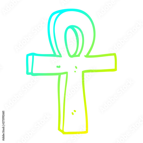cold gradient line drawing cartoon ankh symbol