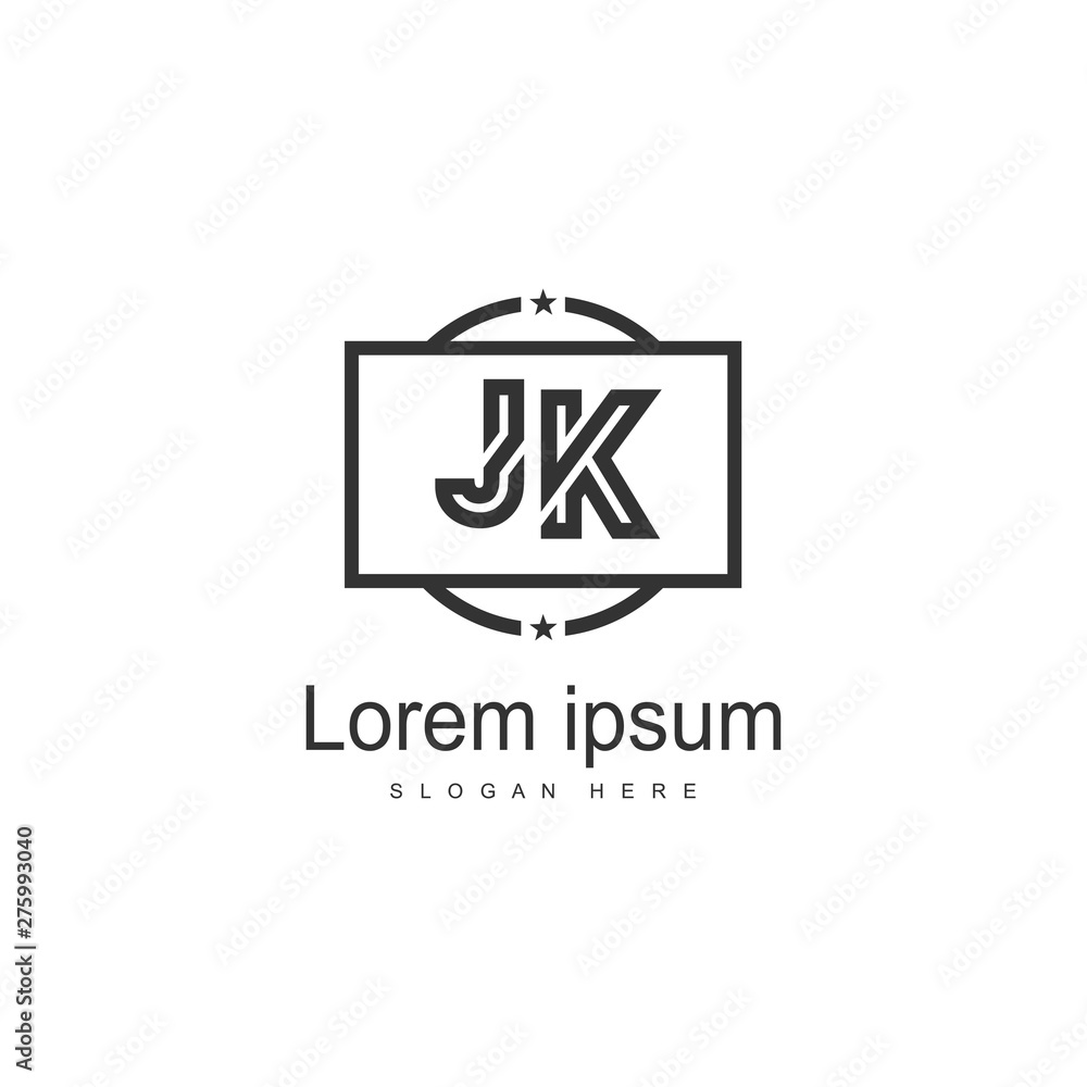 Initial JK logo template with modern frame. Minimalist JK letter logo vector illustration Initial JK logo template with modern frame. Minimalist JK letter logo vector illustration