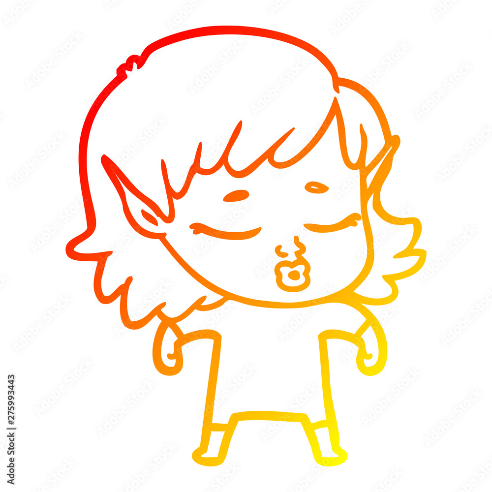 warm gradient line drawing pretty cartoon elf girl warm gradient line drawing pretty cartoon elf girl