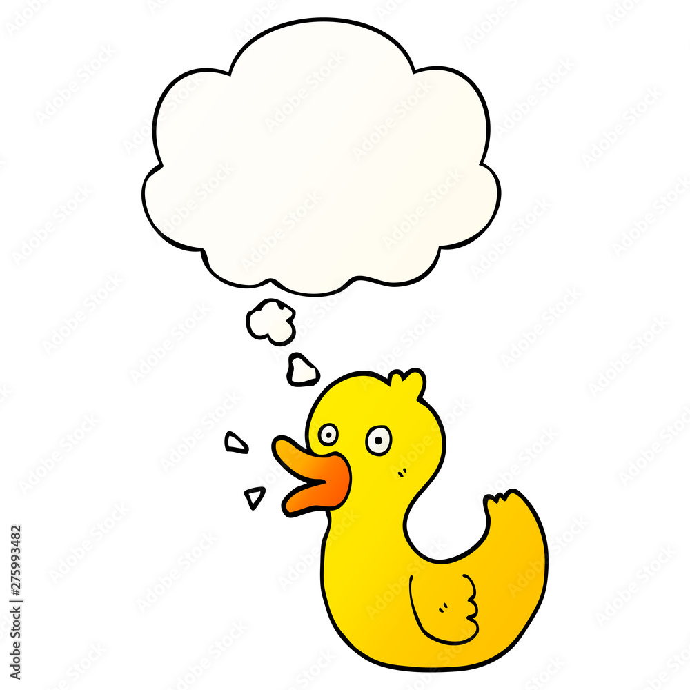 cartoon quacking duck and thought bubble in smooth gradient style cartoon quacking duck and thought bubble in smooth gradient style