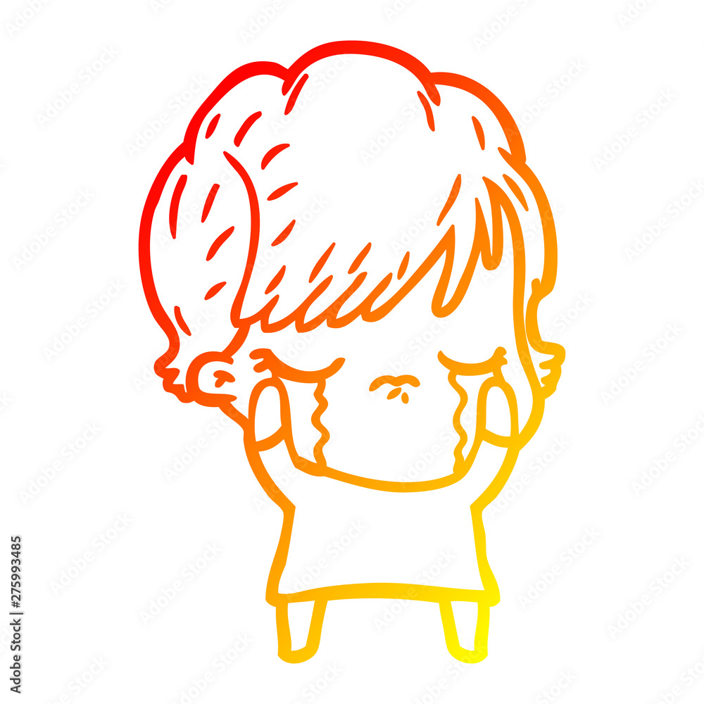 warm gradient line drawing cartoon woman crying warm gradient line drawing cartoon woman crying