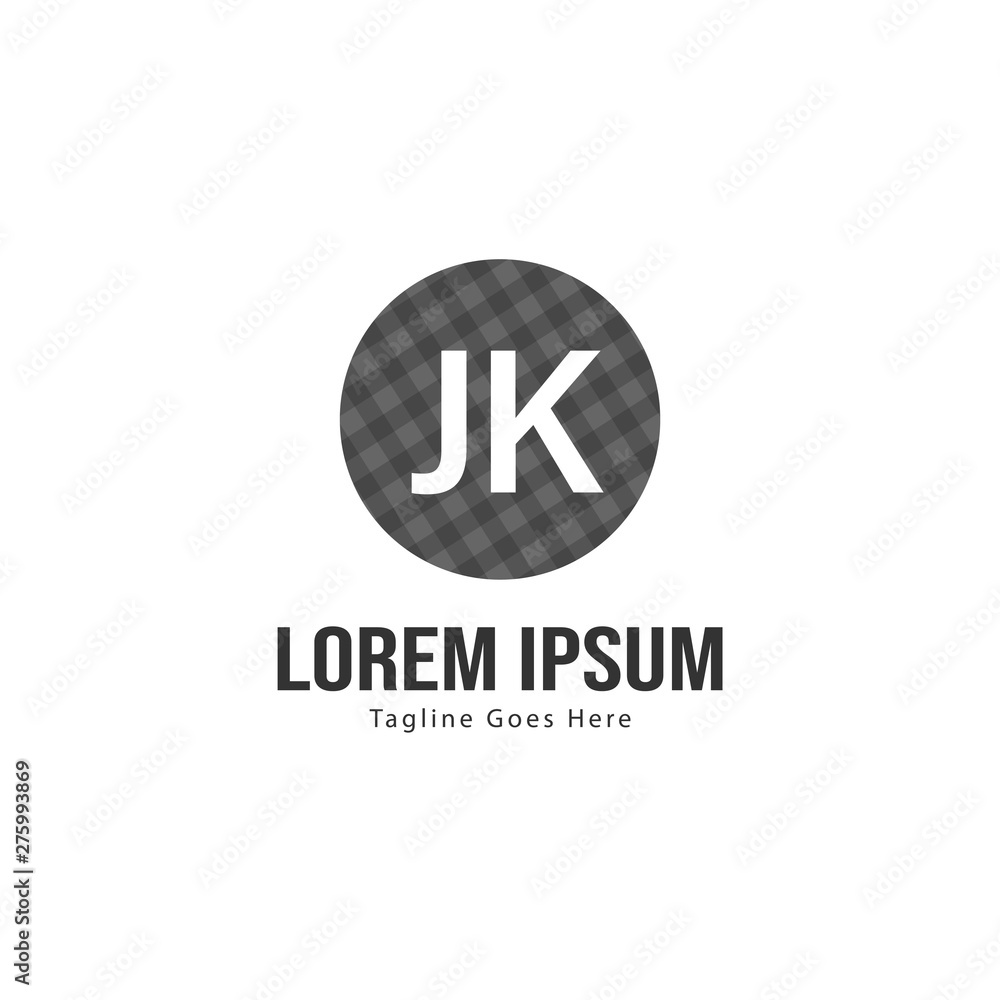 Initial JK logo template with modern frame. Minimalist JK letter logo vector illustration