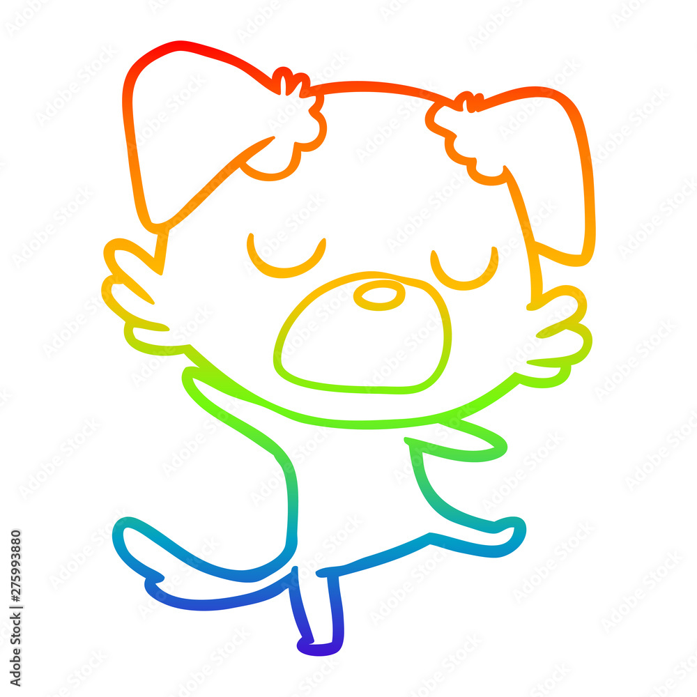 Fototapeta premium rainbow gradient line drawing cartoon dog
