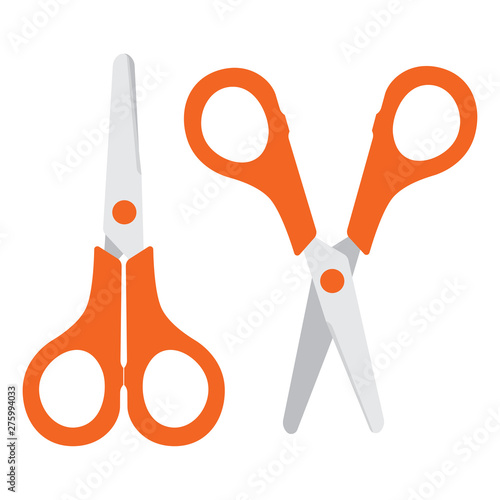 Set of closed and open scissors isolated on white photo