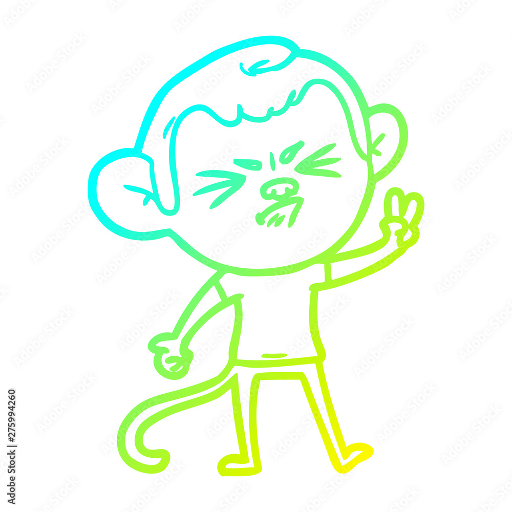 cold gradient line drawing cartoon angry monkey cold gradient line drawing cartoon angry monkey