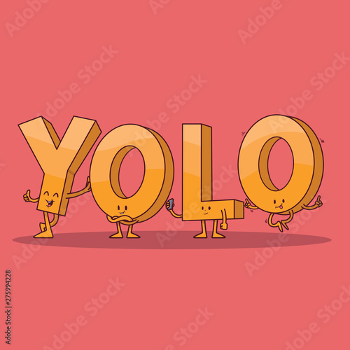 YOLO letter characters vector illustration. Letter, generation, social media, invitation design concept