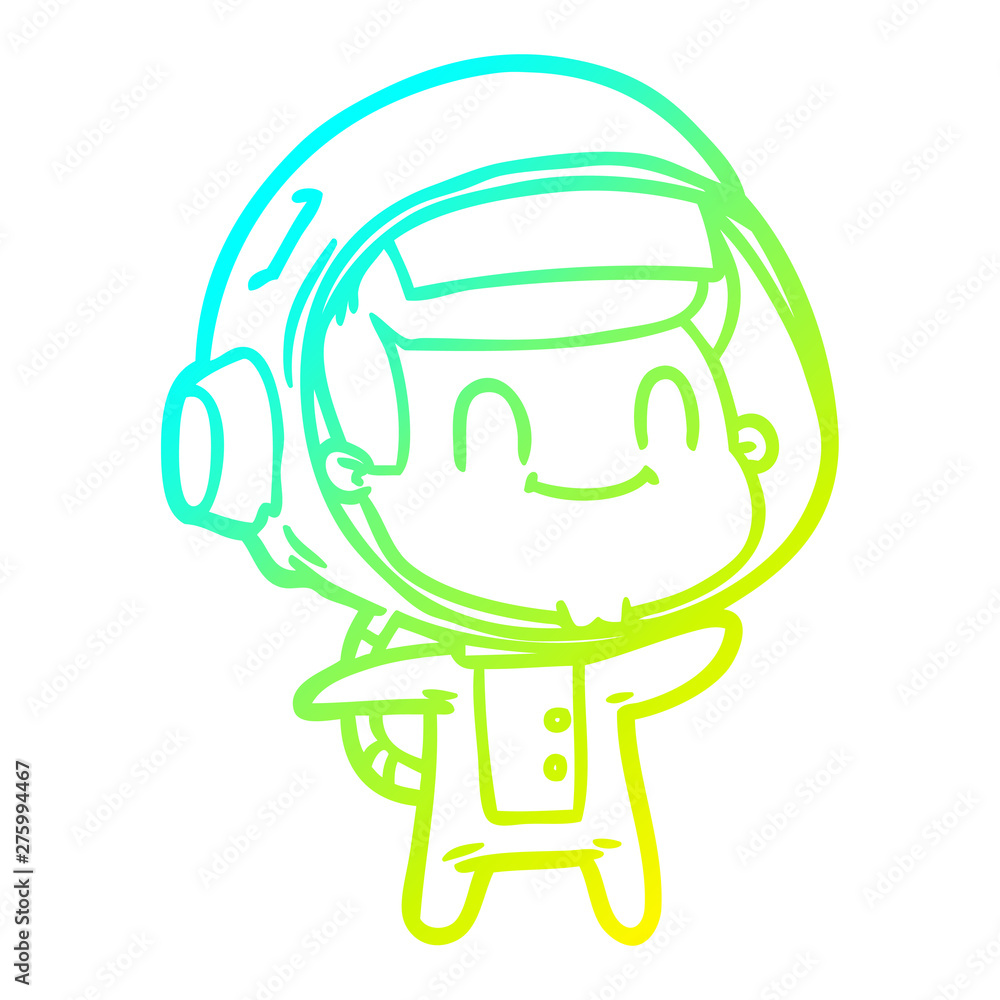cold gradient line drawing happy cartoon astronaut cold gradient line drawing happy cartoon astronaut