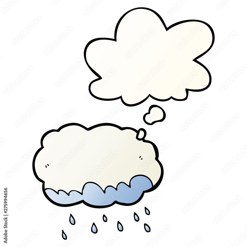 cartoon rain cloud and thought bubble in smooth gradient style cartoon rain cloud and thought bubble in smooth gradient style