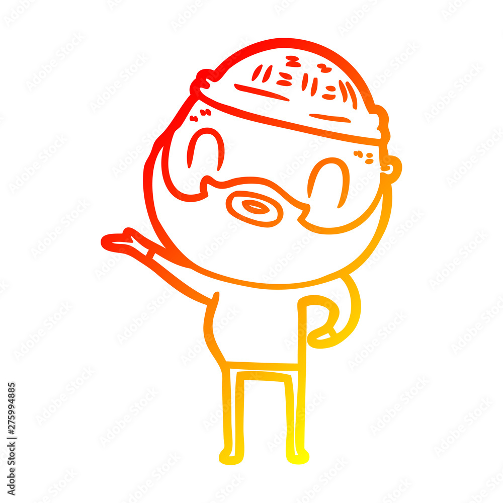 warm gradient line drawing cartoon bearded man warm gradient line drawing cartoon bearded man