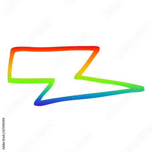 rainbow gradient line drawing cartoon lightening bolt