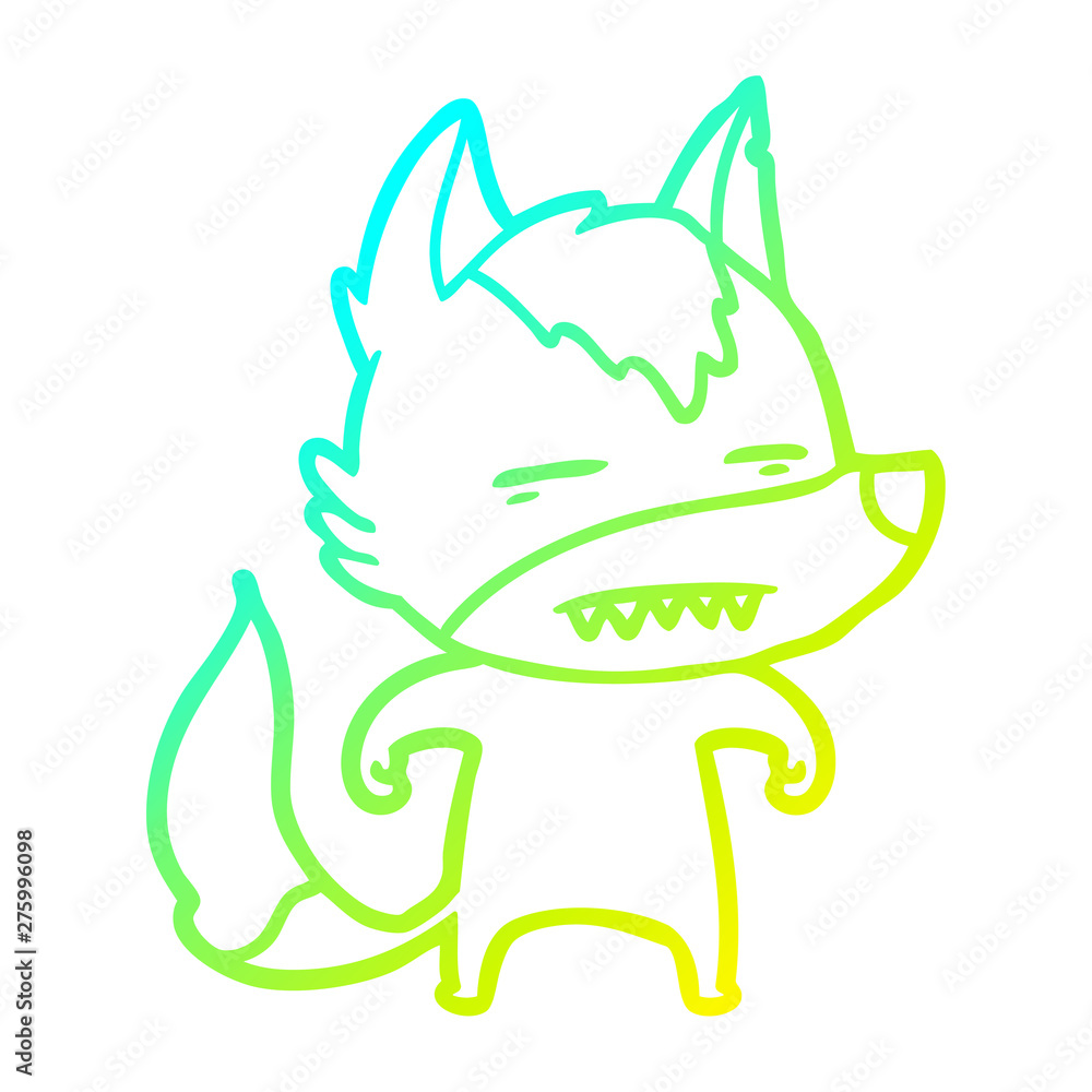 cold gradient line drawing cartoon wolf showing teeth cold gradient line drawing cartoon wolf showing teeth