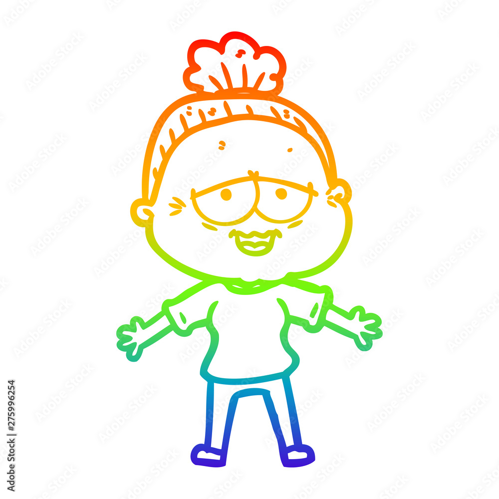 rainbow gradient line drawing cartoon happy old lady rainbow gradient line drawing cartoon happy old lady