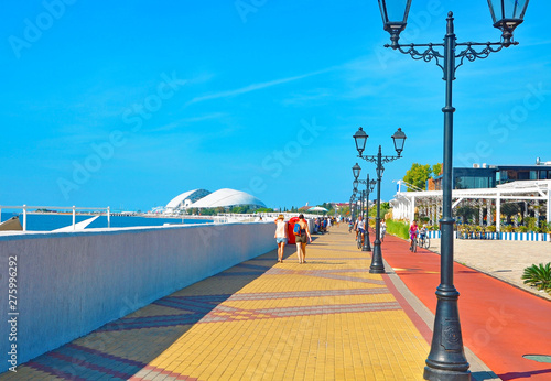 Embankment in Adler. Walk along the coast of Sochi