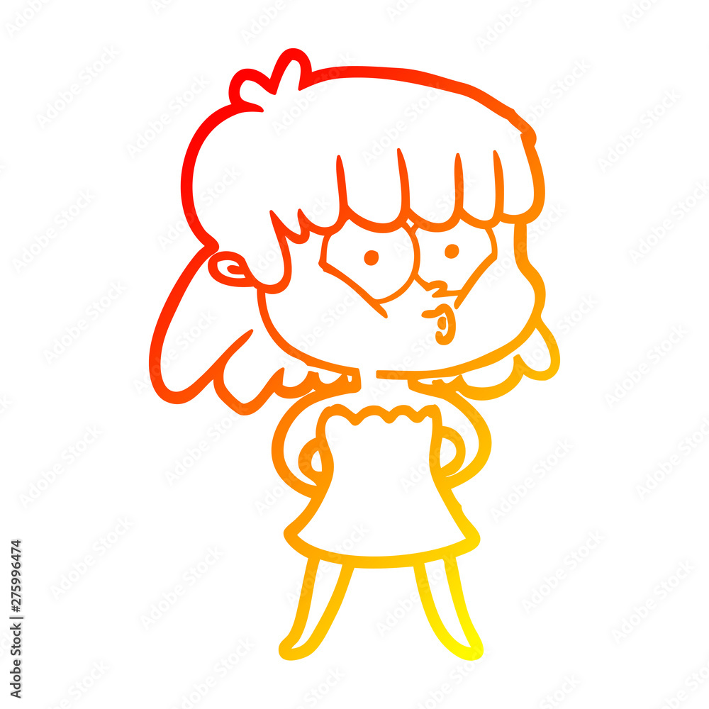 warm gradient line drawing cartoon whistling girl warm gradient line drawing cartoon whistling girl