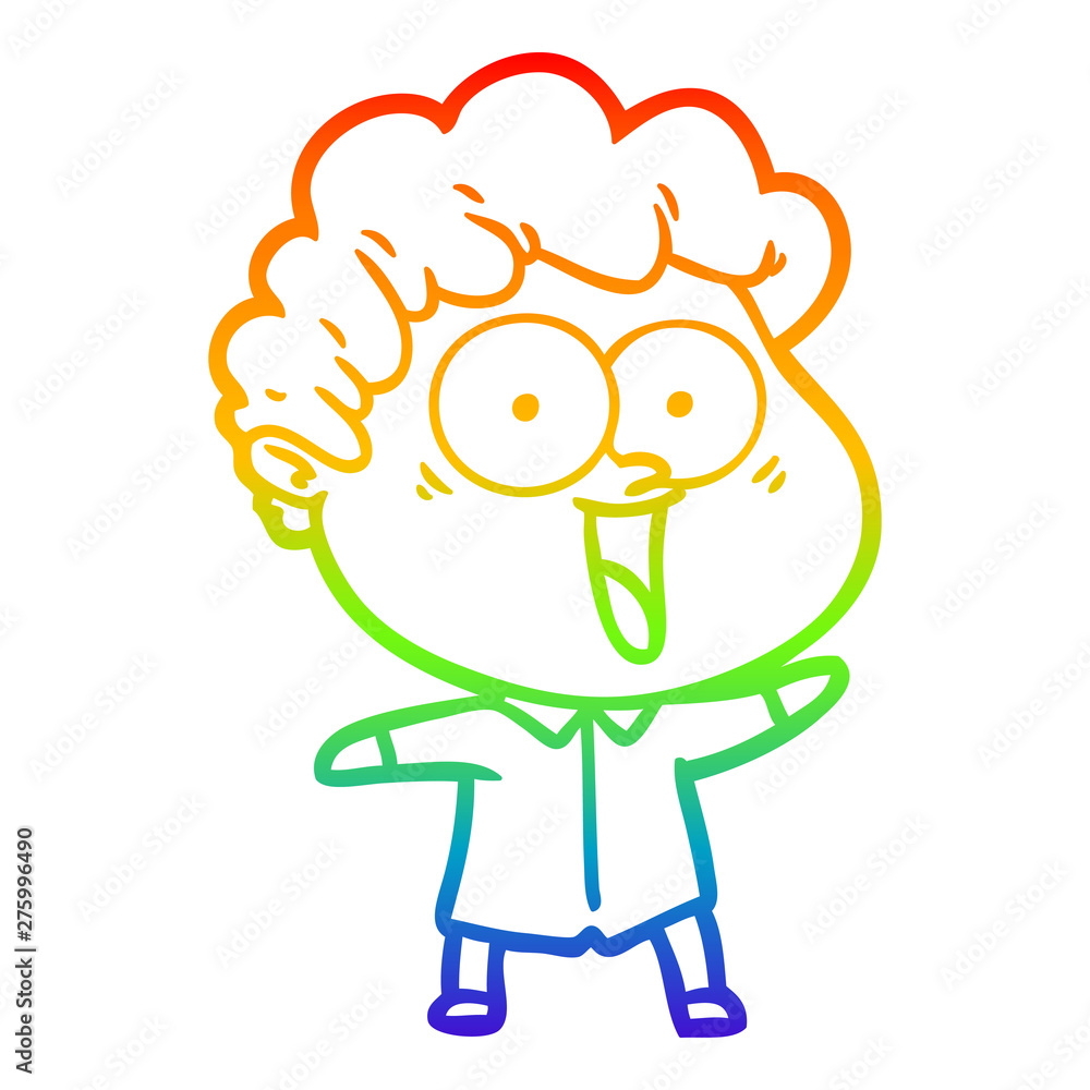 rainbow gradient line drawing cartoon happy man rainbow gradient line drawing cartoon happy man