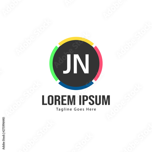 Initial JN logo template with modern frame. Minimalist JN letter logo vector illustration