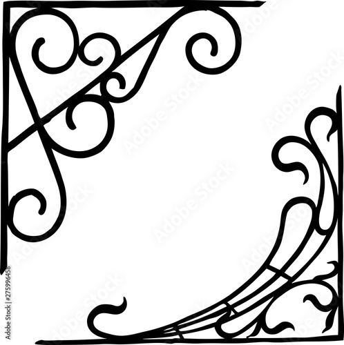 Vector drawing of the vintage architectural details in shape of decorative corners
