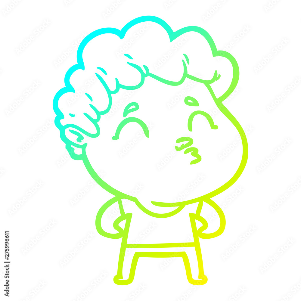 cold gradient line drawing cartoon man pouting cold gradient line drawing cartoon man pouting