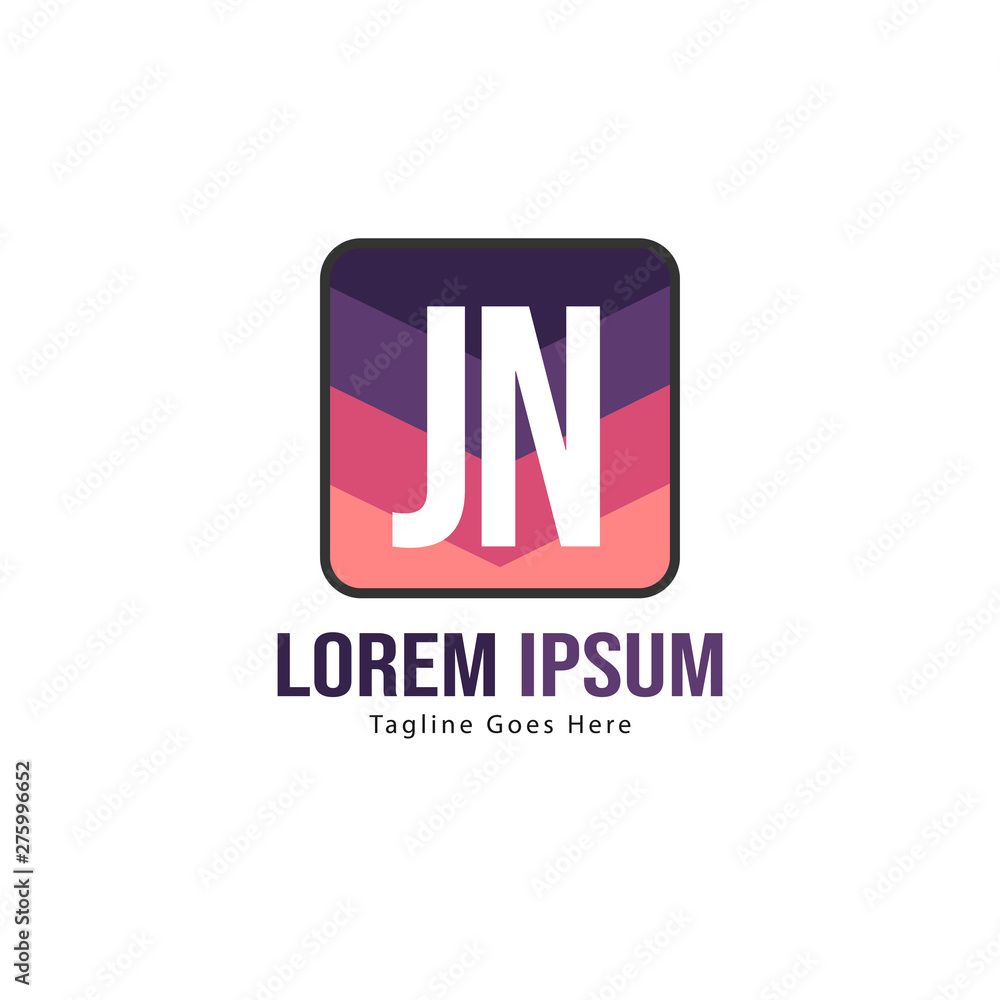 Initial JN logo template with modern frame. Minimalist JN letter logo vector illustration