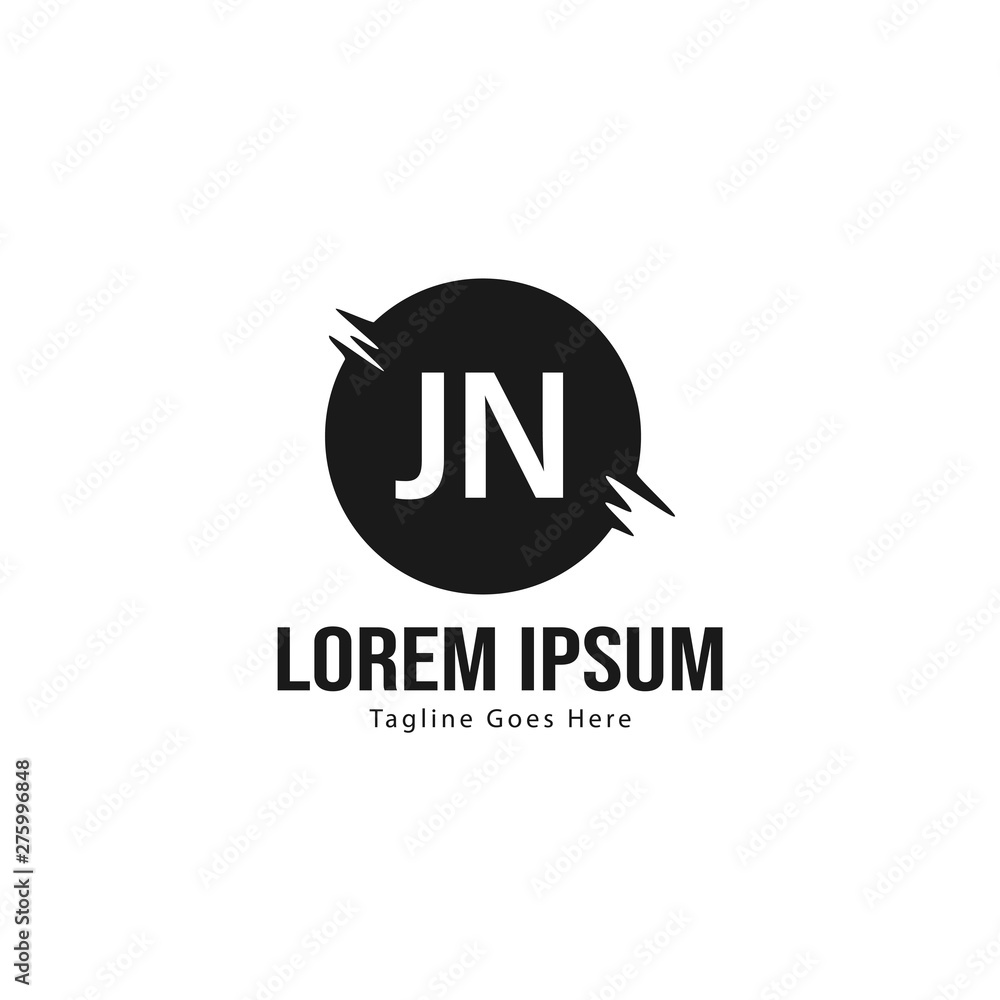 Initial JN logo template with modern frame. Minimalist JN letter logo vector illustration
