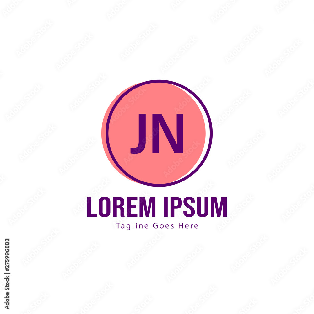 Initial JN logo template with modern frame. Minimalist JN letter logo vector illustration