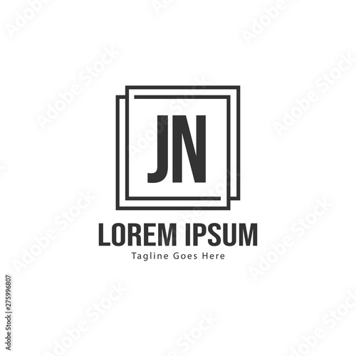 Initial JN logo template with modern frame. Minimalist JN letter logo vector illustration