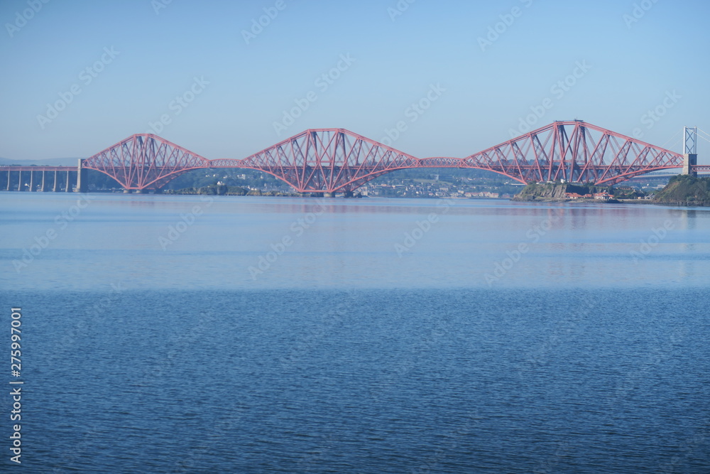 Fototapeta premium The river Forth from Dalgety Bay with Forth Rail bridge