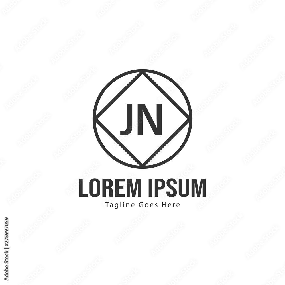 Initial JN logo template with modern frame. Minimalist JN letter logo vector illustration Initial JN logo template with modern frame. Minimalist JN letter logo vector illustration