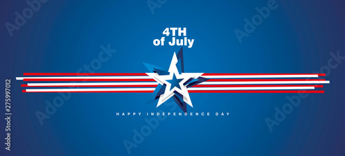 4th of July USA Independence Day abstract flag ribbon blue landscape background