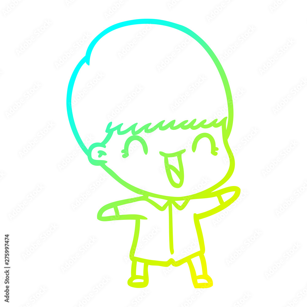 cold gradient line drawing happy cartoon boy cold gradient line drawing happy cartoon boy