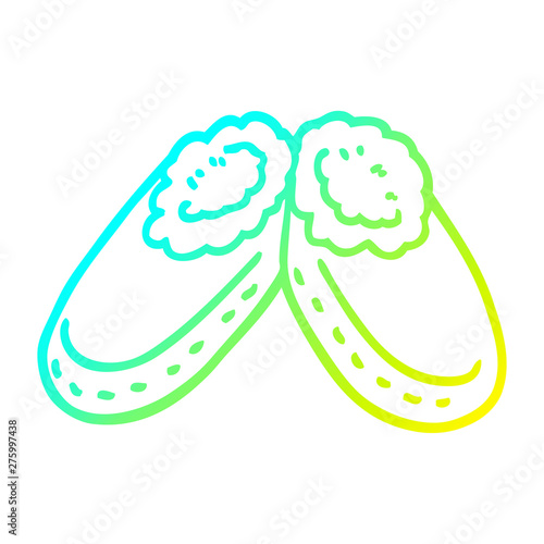 cold gradient line drawing cartoon purple slippers