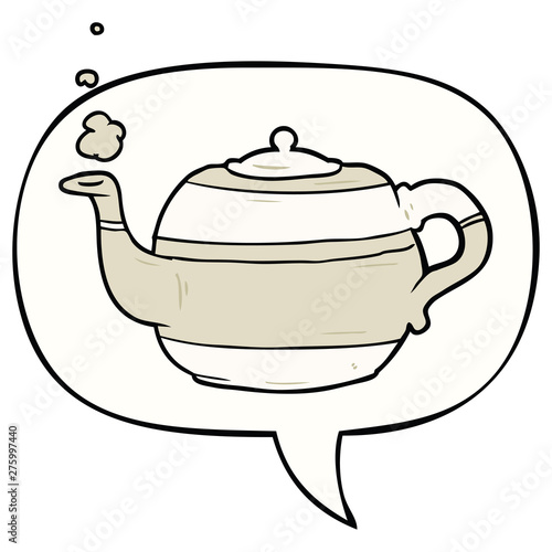 cartoon tea pot and speech bubble