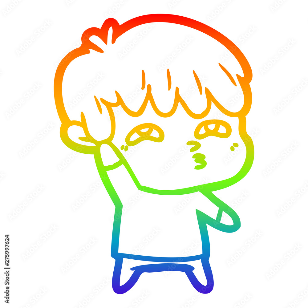 rainbow gradient line drawing cartoon curious man rainbow gradient line drawing cartoon curious man